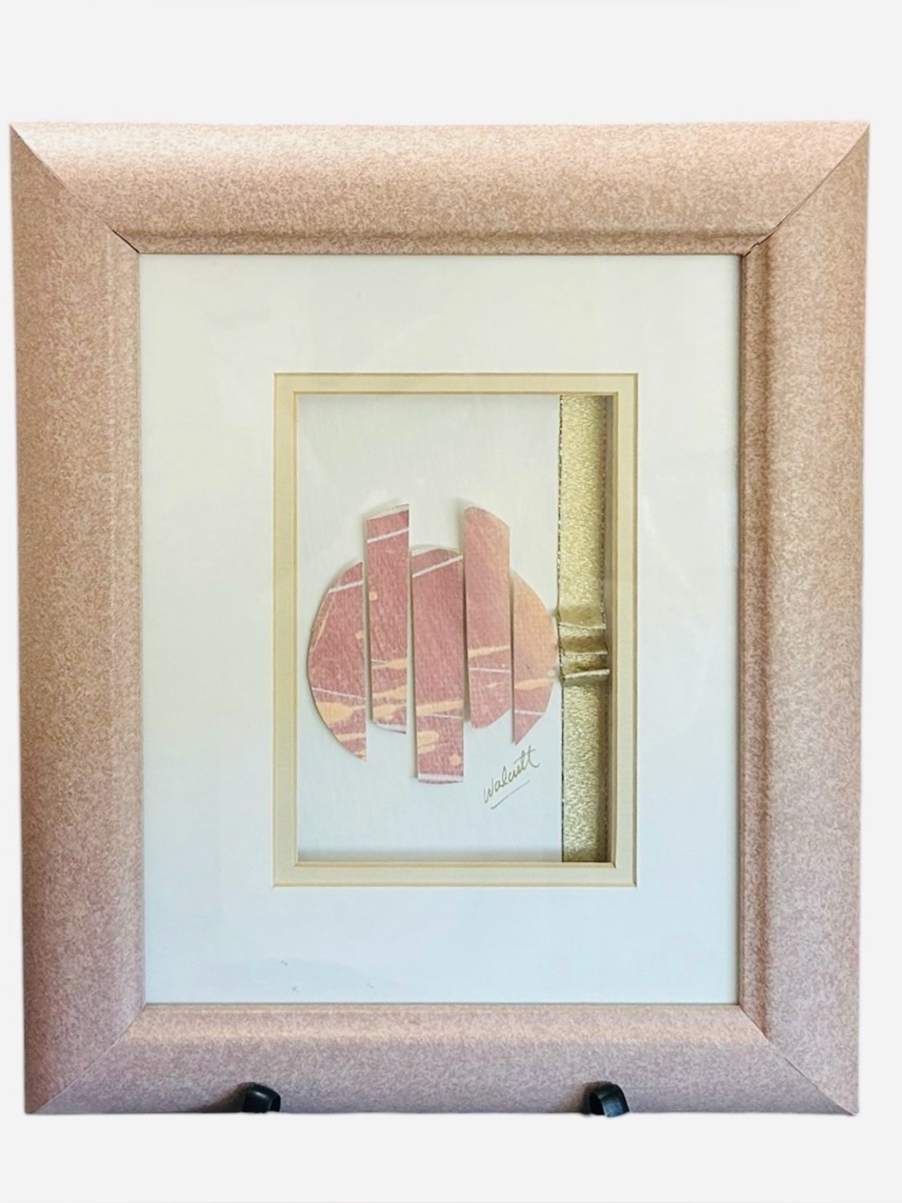 Vintage Mix Media Abstract FRANK WALCUTT 70-80s signed 14X11  2x Mat Framed Art